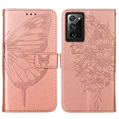 Leather Case Stands Butterfly Flip Cover Holder Y01B for Samsung Galaxy Note 20 Ultra 5G Rose Gold