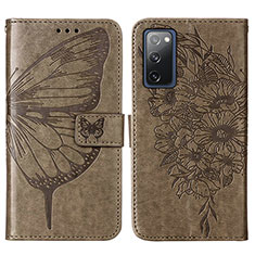 Leather Case Stands Butterfly Flip Cover Holder Y01B for Samsung Galaxy S20 FE (2022) 5G Gray