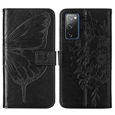 Leather Case Stands Butterfly Flip Cover Holder Y01B for Samsung Galaxy S20 Lite 5G Black