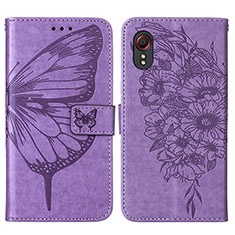 Leather Case Stands Butterfly Flip Cover Holder Y01B for Samsung Galaxy XCover 5 SM-G525F Clove Purple
