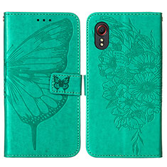 Leather Case Stands Butterfly Flip Cover Holder Y01B for Samsung Galaxy XCover 5 SM-G525F Green
