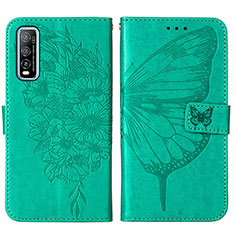 Leather Case Stands Butterfly Flip Cover Holder Y01B for Vivo iQOO U1 Green