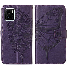 Leather Case Stands Butterfly Flip Cover Holder Y01B for Vivo Y01 Purple