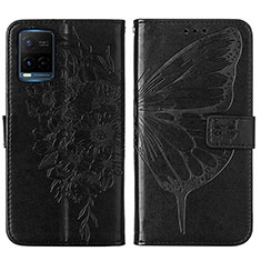 Leather Case Stands Butterfly Flip Cover Holder Y01B for Vivo Y21 Black