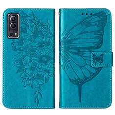 Leather Case Stands Butterfly Flip Cover Holder Y01B for Vivo Y72 5G Blue