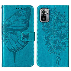 Leather Case Stands Butterfly Flip Cover Holder Y01B for Xiaomi Poco M5S Blue