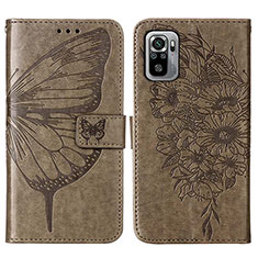 Leather Case Stands Butterfly Flip Cover Holder Y01B for Xiaomi Redmi Note 10S 4G Gray