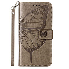 Leather Case Stands Butterfly Flip Cover Holder Y02B for Samsung Galaxy A02s Gray