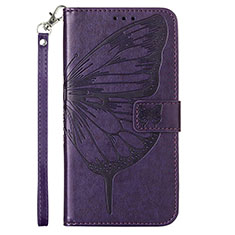 Leather Case Stands Butterfly Flip Cover Holder Y02B for Samsung Galaxy A02s Purple