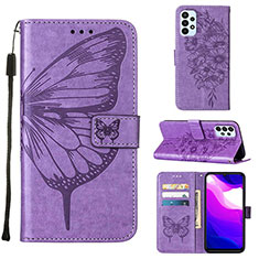 Leather Case Stands Butterfly Flip Cover Holder Y02B for Samsung Galaxy A23 5G Clove Purple