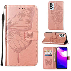 Leather Case Stands Butterfly Flip Cover Holder Y02B for Samsung Galaxy A23 5G Rose Gold