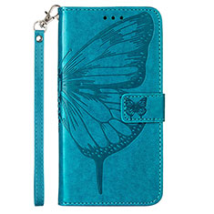 Leather Case Stands Butterfly Flip Cover Holder Y02B for Samsung Galaxy F52 5G Blue