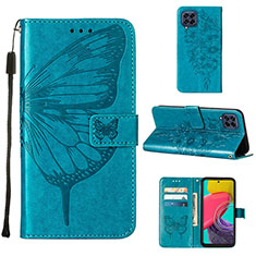 Leather Case Stands Butterfly Flip Cover Holder Y02B for Samsung Galaxy M53 5G Blue