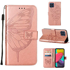 Leather Case Stands Butterfly Flip Cover Holder Y02B for Samsung Galaxy M53 5G Rose Gold