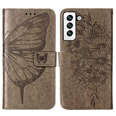 Leather Case Stands Butterfly Flip Cover Holder Y06B for Samsung Galaxy S21 5G Bronze