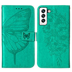 Leather Case Stands Butterfly Flip Cover Holder Y06B for Samsung Galaxy S21 FE 5G Green