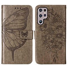 Leather Case Stands Butterfly Flip Cover Holder Y06B for Samsung Galaxy S21 Ultra 5G Bronze