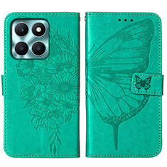 Leather Case Stands Butterfly Flip Cover Holder YB1 for Huawei Honor X6a Green