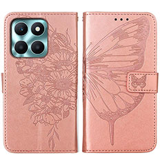 Leather Case Stands Butterfly Flip Cover Holder YB1 for Huawei Honor X6a Rose Gold