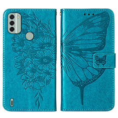 Leather Case Stands Butterfly Flip Cover Holder YB1 for Nokia C31 Blue