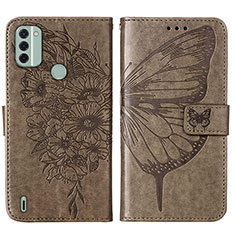 Leather Case Stands Butterfly Flip Cover Holder YB1 for Nokia C31 Gray