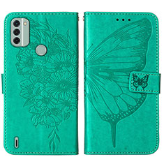 Leather Case Stands Butterfly Flip Cover Holder YB1 for Nokia C31 Green