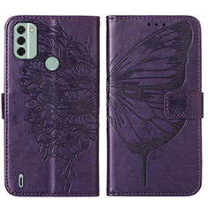 Leather Case Stands Butterfly Flip Cover Holder YB1 for Nokia C31 Purple
