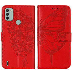 Leather Case Stands Butterfly Flip Cover Holder YB1 for Nokia C31 Red