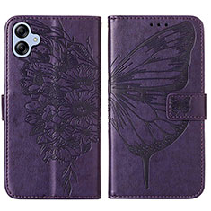 Leather Case Stands Butterfly Flip Cover Holder YB1 for Samsung Galaxy M04 Purple