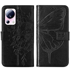 Leather Case Stands Butterfly Flip Cover Holder YB1 for Xiaomi Mi 12 Lite NE 5G Black