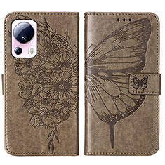 Leather Case Stands Butterfly Flip Cover Holder YB1 for Xiaomi Mi 12 Lite NE 5G Gray