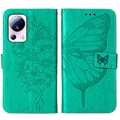 Leather Case Stands Butterfly Flip Cover Holder YB1 for Xiaomi Mi 12 Lite NE 5G Green
