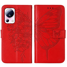 Leather Case Stands Butterfly Flip Cover Holder YB1 for Xiaomi Mi 12 Lite NE 5G Red