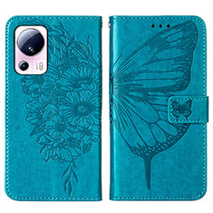 Leather Case Stands Butterfly Flip Cover Holder YB1 for Xiaomi Mi 13 Lite 5G Blue