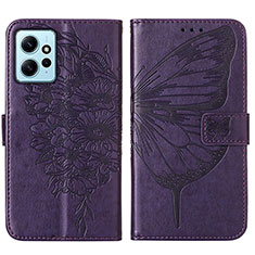 Leather Case Stands Butterfly Flip Cover Holder YB1 for Xiaomi Redmi Note 12 4G Purple