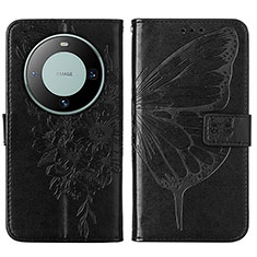Leather Case Stands Butterfly Flip Cover Holder YB2 for Huawei Mate 60 Black