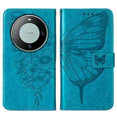 Leather Case Stands Butterfly Flip Cover Holder YB2 for Huawei Mate 60 Blue