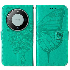 Leather Case Stands Butterfly Flip Cover Holder YB2 for Huawei Mate 60 Green
