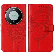 Leather Case Stands Butterfly Flip Cover Holder YB2 for Huawei Mate 60 Red