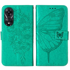Leather Case Stands Butterfly Flip Cover Holder YB2 for Oppo A78 5G Green