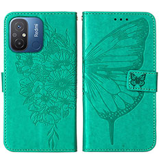 Leather Case Stands Butterfly Flip Cover Holder YB2 for Xiaomi Redmi 11A 4G Green