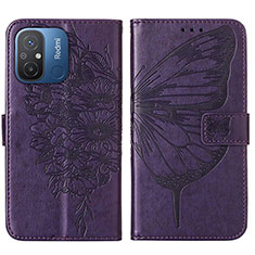 Leather Case Stands Butterfly Flip Cover Holder YB2 for Xiaomi Redmi 12C 4G Purple