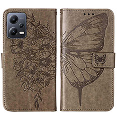 Leather Case Stands Butterfly Flip Cover Holder YB2 for Xiaomi Redmi Note 12 5G Gray