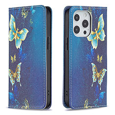 Leather Case Stands Butterfly Flip Cover L01 Holder for Apple iPhone 13 Pro Blue