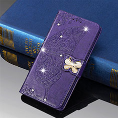 Leather Case Stands Butterfly Flip Cover L01 Holder for Xiaomi Mi 11 5G Purple