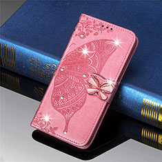 Leather Case Stands Butterfly Flip Cover L01 Holder for Xiaomi Mi 11 Lite 5G Hot Pink