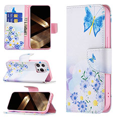 Leather Case Stands Butterfly Flip Cover L02 Holder for Apple iPhone 14 Pro Black