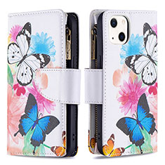 Leather Case Stands Butterfly Flip Cover L03 Holder for Apple iPhone 15 Pink