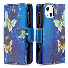 Leather Case Stands Butterfly Flip Cover L04 Holder for Apple iPhone 13 Blue