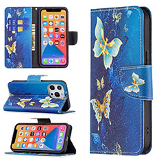 Leather Case Stands Butterfly Flip Cover L07 Holder for Apple iPhone 13 Pro Blue